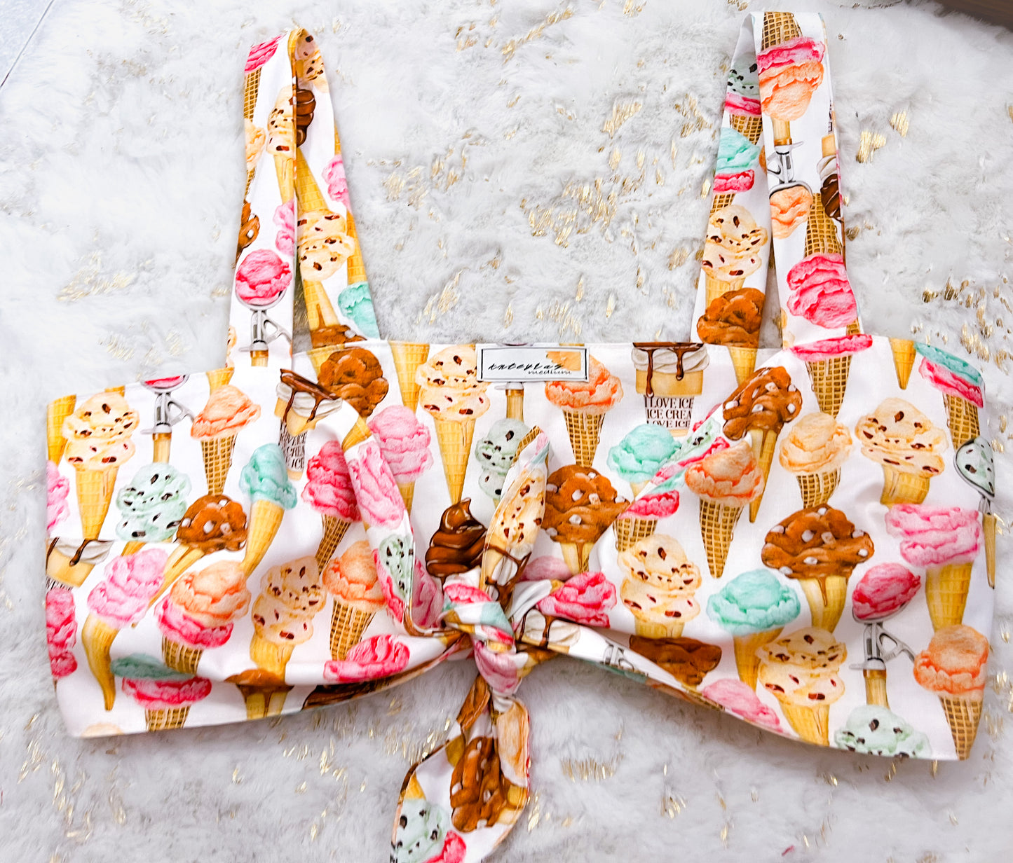 Ice Cream Love Knot Crop Top