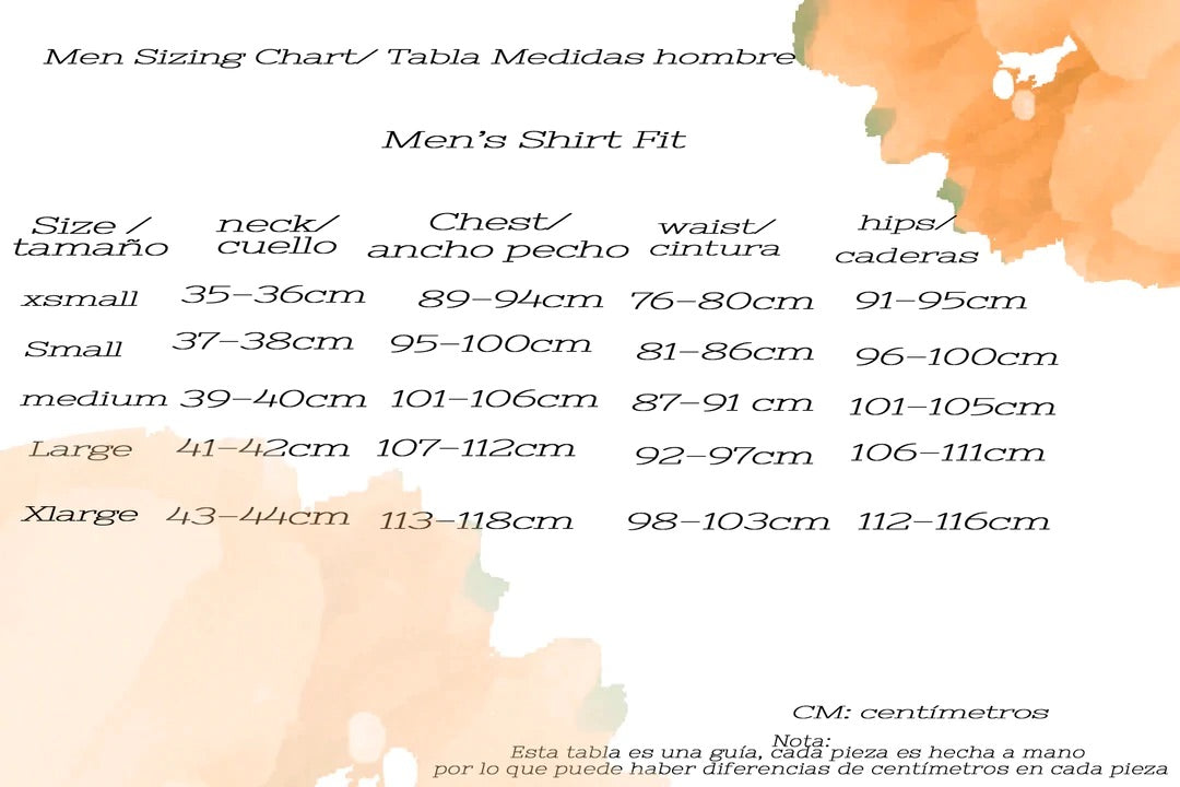 Custom made Men's Shirt/ Camisa de hombre personalizada